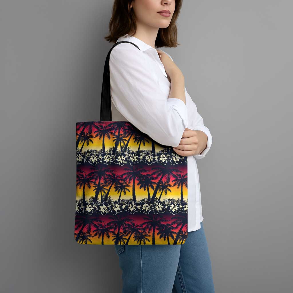 Hawaii Hibiscus Palm Tree Sunset Tote Bag Tropical Style - Polynesian Pride