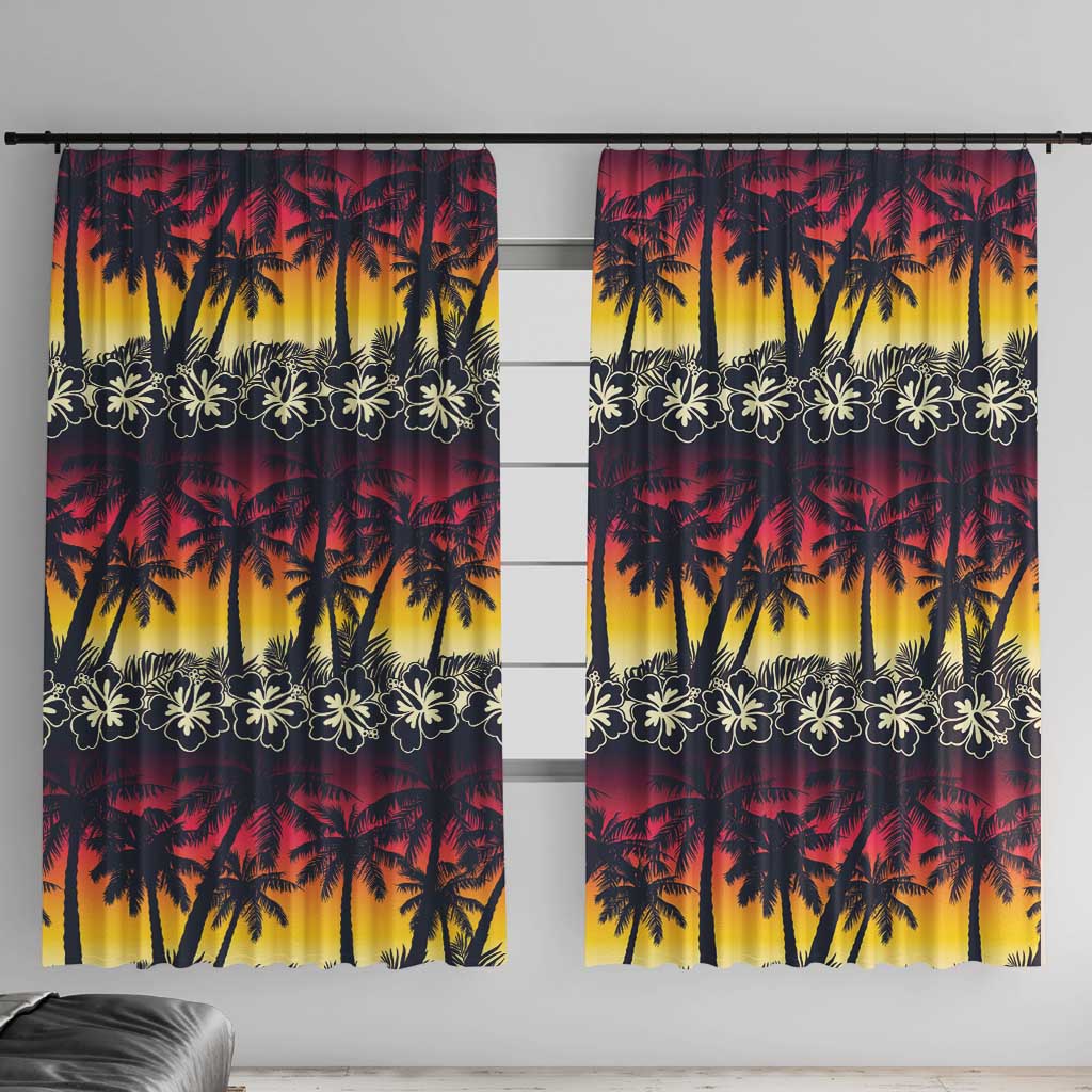 Hawaii Hibiscus Palm Tree Sunset Window Curtain Tropical Style - Polynesian Pride