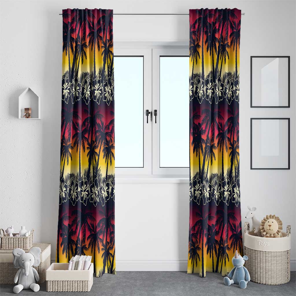 Hawaii Hibiscus Palm Tree Sunset Window Curtain Tropical Style - Polynesian Pride