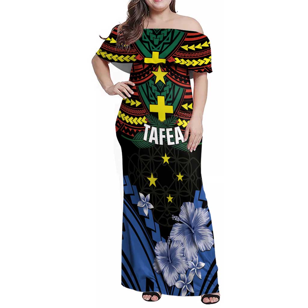 Personalised Vanuatu Tafea Province Family Matching Off Shoulder Maxi Dress and Hawaiian Shirt Unique Tropical Tribal Pattern