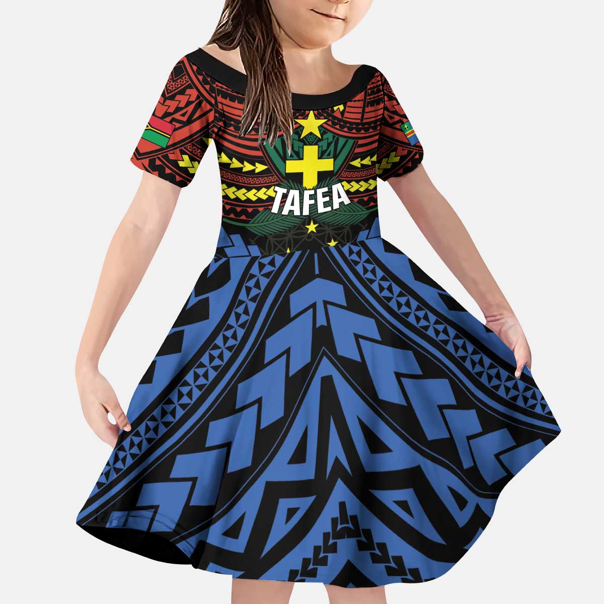 Personalised Vanuatu Tafea Province Kid Short Sleeve Dress Unique Tropical Tribal Pattern LT01 KID Colorful - Polynesian Pride
