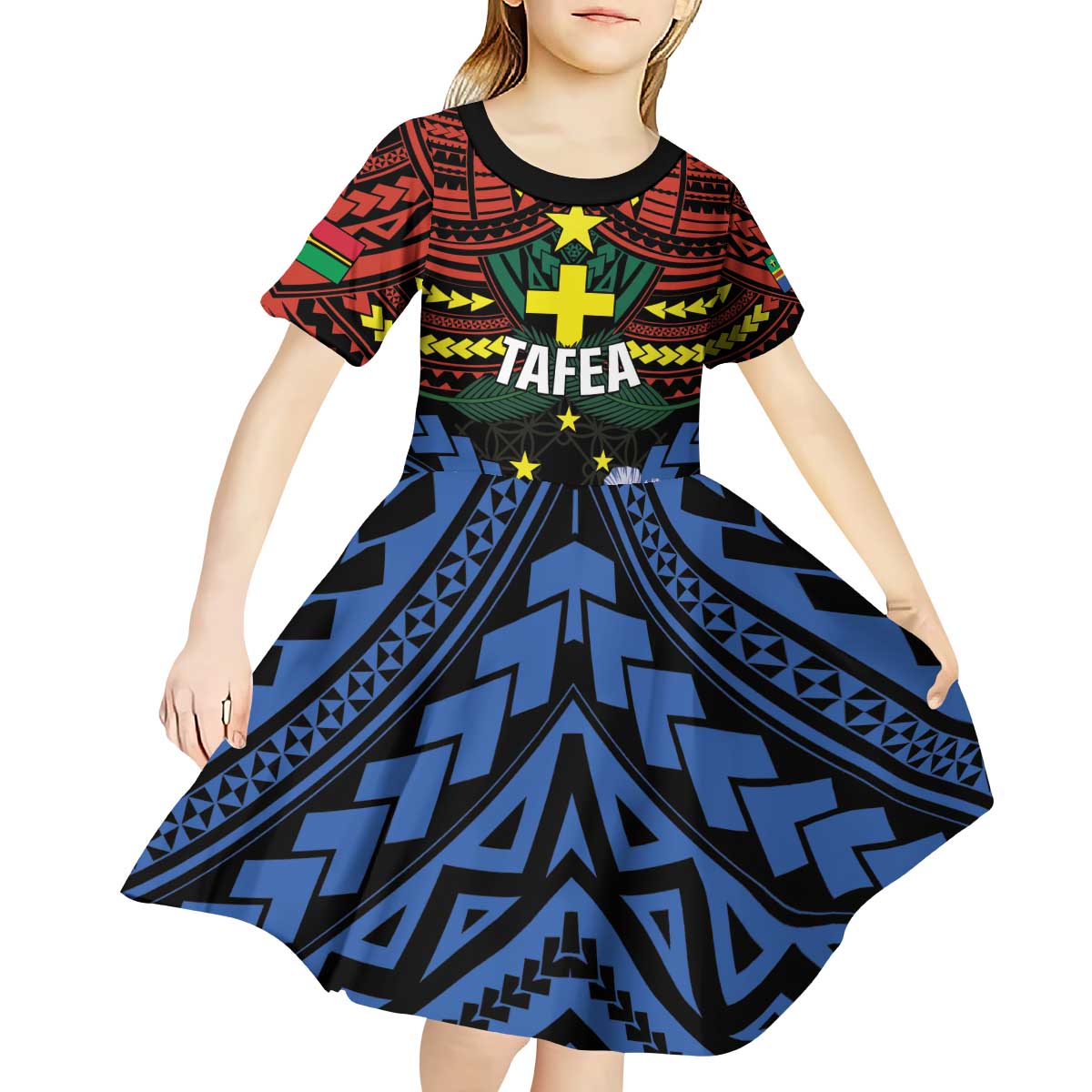 Personalised Vanuatu Tafea Province Kid Short Sleeve Dress Unique Tropical Tribal Pattern LT01 - Polynesian Pride