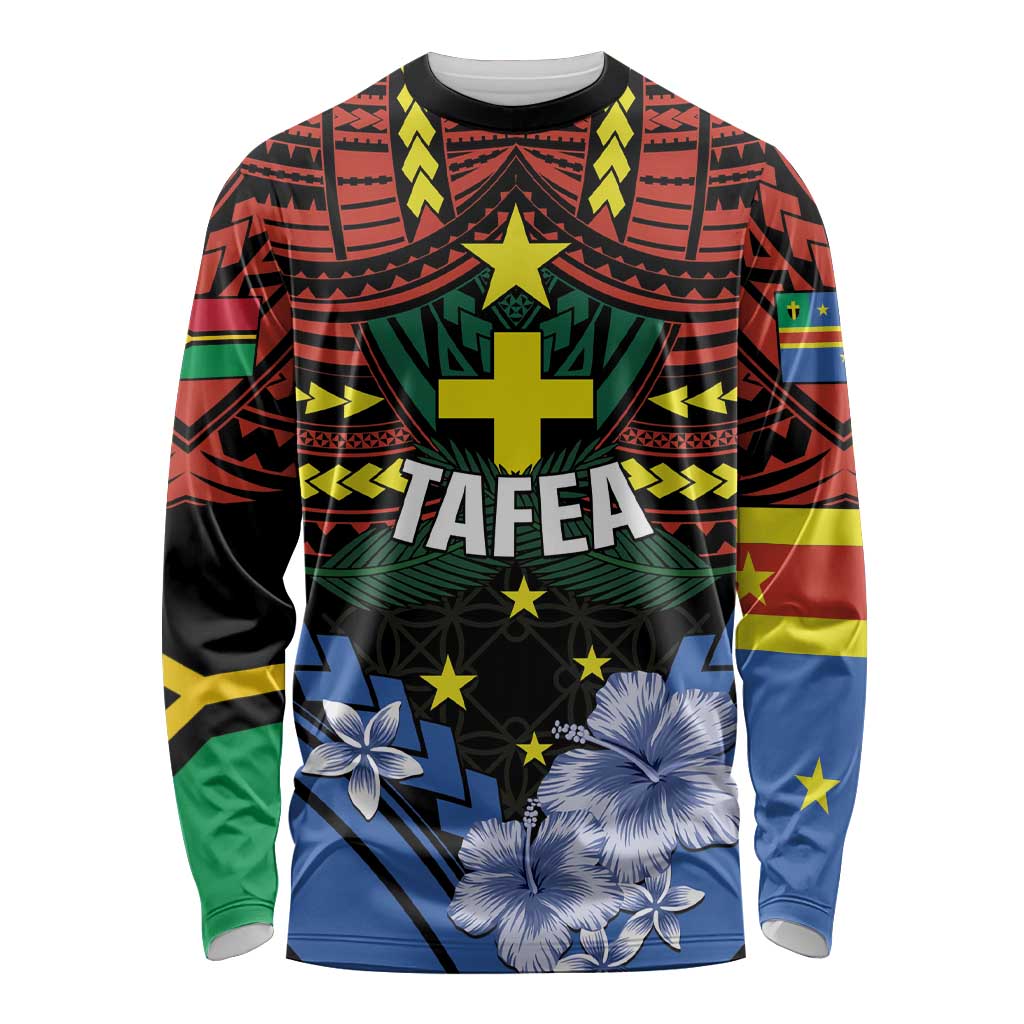Personalised Vanuatu Tafea Province Long Sleeve Shirt Unique Tropical Tribal Pattern