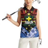 Personalised Vanuatu Tafea Province Women Sleeveless Polo Shirt Unique Tropical Tribal Pattern LT01 - Polynesian Pride