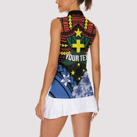 Personalised Vanuatu Tafea Province Women Sleeveless Polo Shirt Unique Tropical Tribal Pattern LT01 - Polynesian Pride