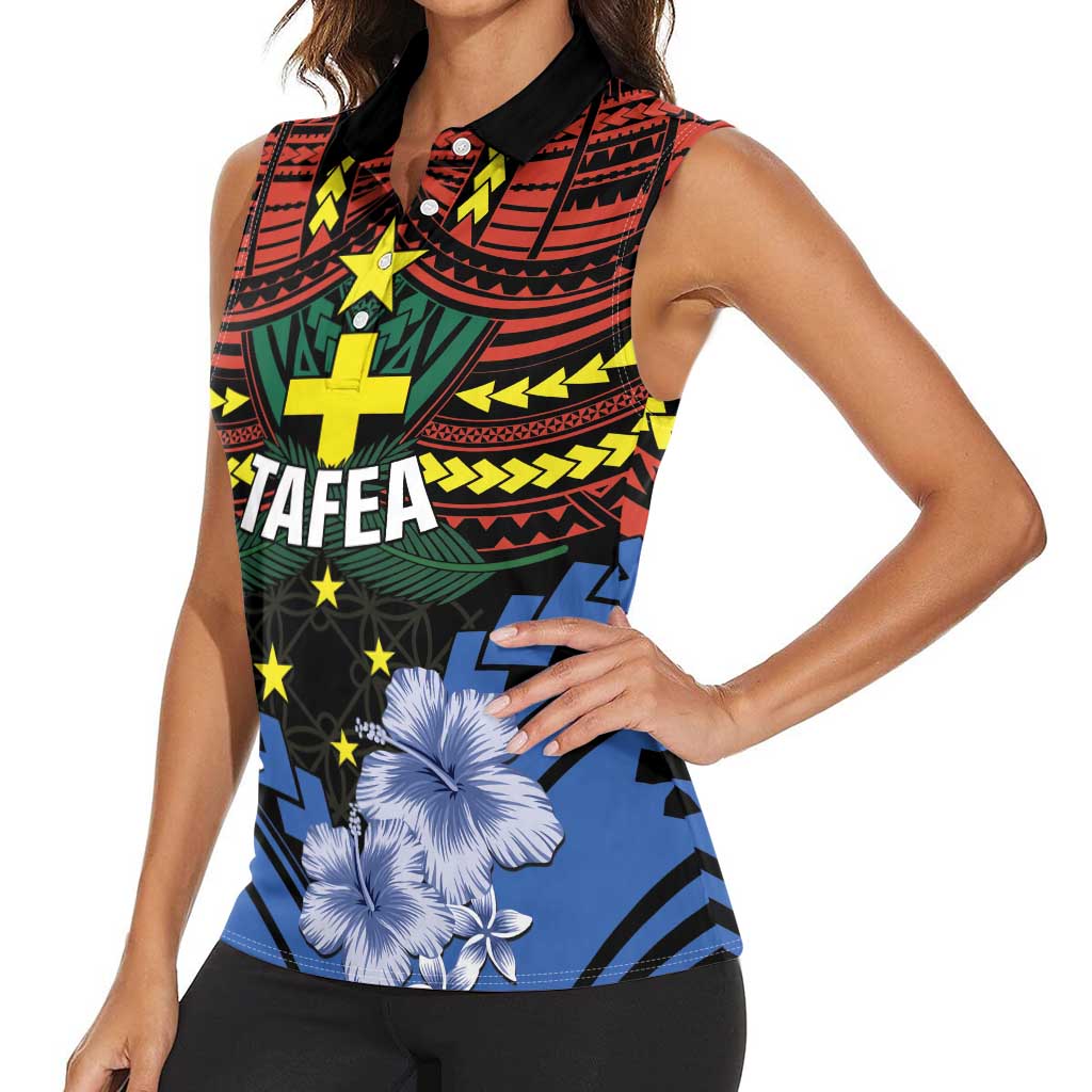 Personalised Vanuatu Tafea Province Women Sleeveless Polo Shirt Unique Tropical Tribal Pattern LT01 - Polynesian Pride