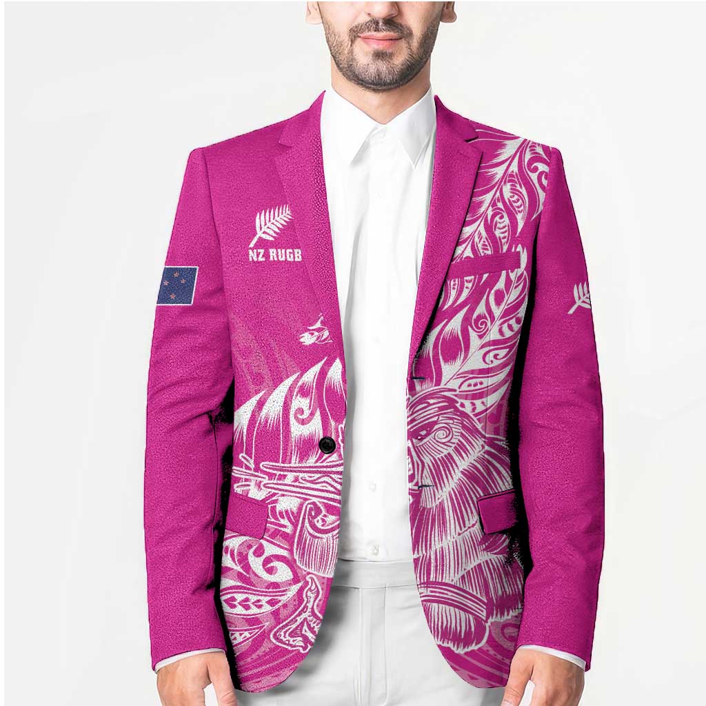 Custom New Zealand Rugby Silver Fern Blazer Aotearoa Kiwi Maori Pink Version - Polynesian Pride