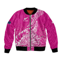 Custom New Zealand Rugby Silver Fern Bomber Jacket Aotearoa Kiwi Maori Pink Version - Polynesian Pride