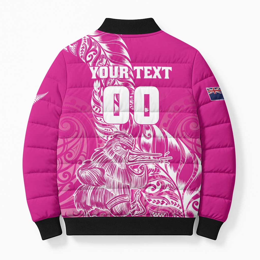 Custom New Zealand Rugby Silver Fern Bomber Puffer Jacket Aotearoa Kiwi Maori Pink Version - Polynesian Pride