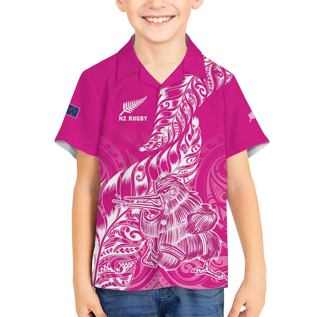 Custom New Zealand Rugby Silver Fern Hawaiian Shirt Aotearoa Kiwi Maori Pink Version - Polynesian Pride
