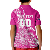 Custom New Zealand Rugby Silver Fern Kid Polo Shirt Aotearoa Kiwi Maori Pink Version - Polynesian Pride
