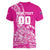 Custom New Zealand Rugby Silver Fern Women V-Neck T-Shirt Aotearoa Kiwi Maori Pink Version - Polynesian Pride