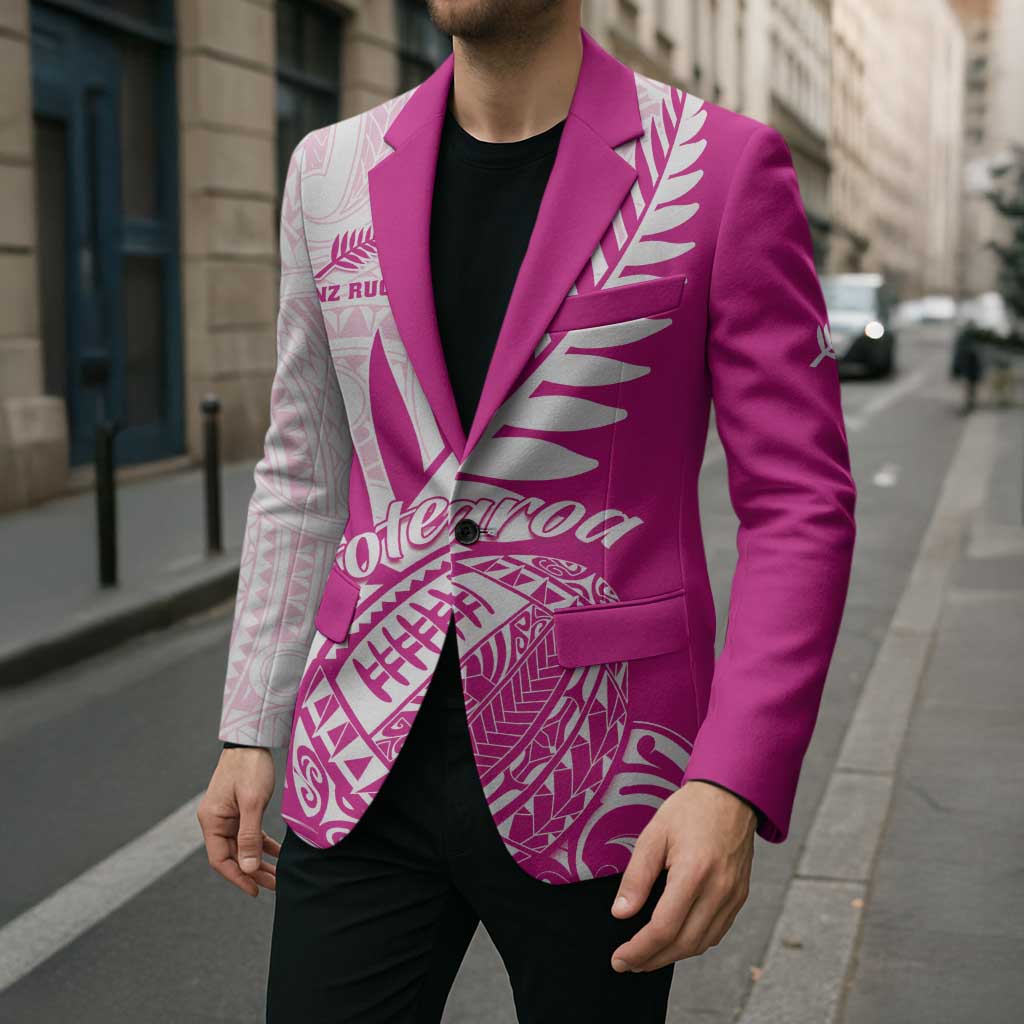 Custom New Zealand Rugby Silver Fern Blazer Aotearoa Maori Pink Version - Polynesian Pride
