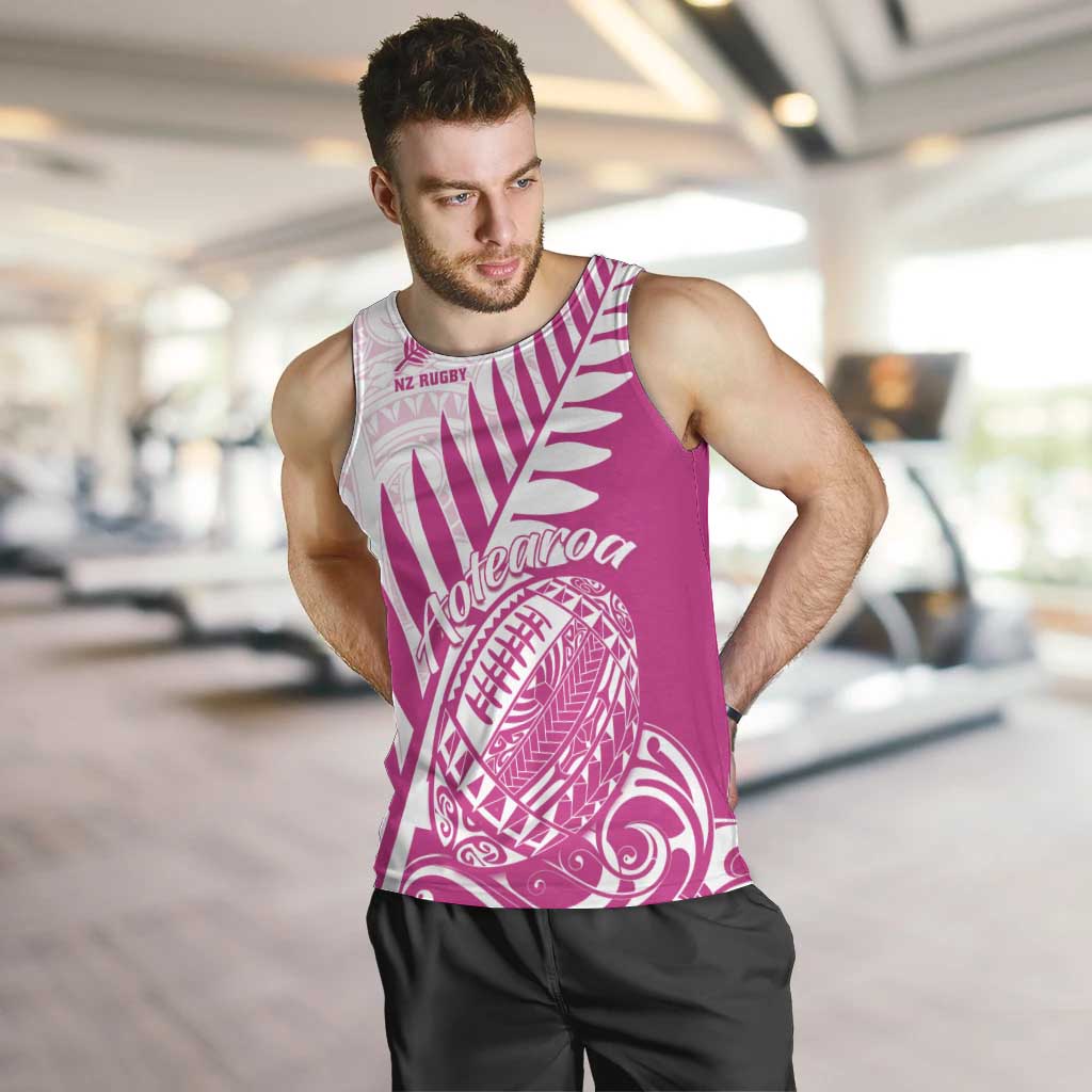 Custom New Zealand Rugby Silver Fern Men Tank Top Aotearoa Maori Pink Version - Polynesian Pride