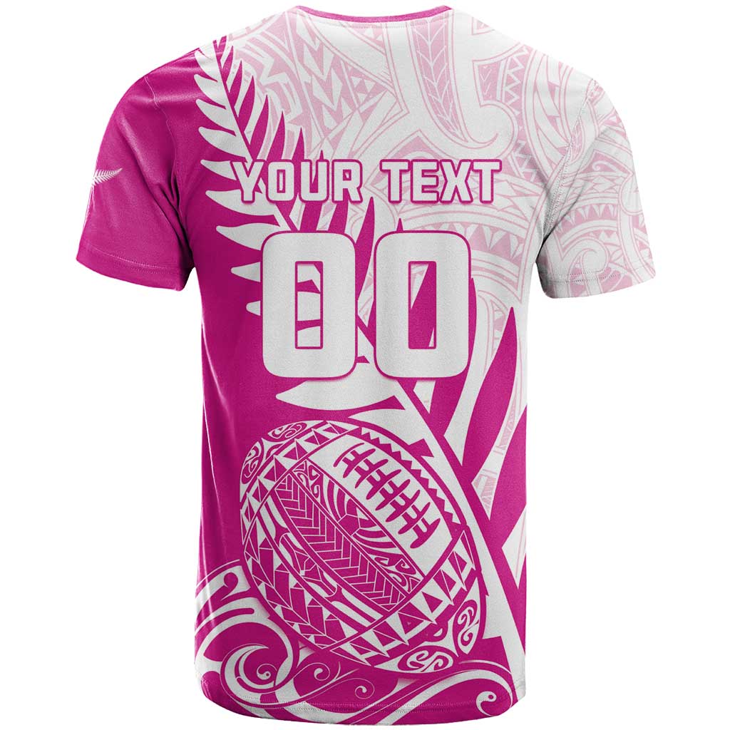 Custom New Zealand Rugby Silver Fern T Shirt Aotearoa Maori Pink Version - Polynesian Pride