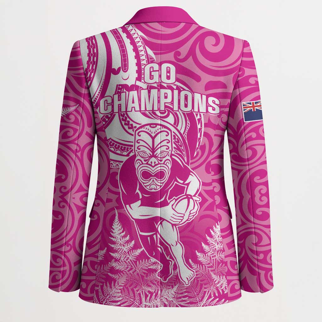 New Zealand Silver Fern Rugby All Pink Blazer Maori Tiki Player With Ta Moko Tribal - Polynesian Pride