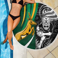 New Zealand and South Africa Rugby Beach Blanket Silver Fern Protea Pattern World Cup 2023 LT01 - Wonder Print Shop