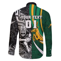 Custom New Zealand and South Africa Rugby Family Matching Long Sleeve Bodycon Dress and Hawaiian Shirt Silver Fern Protea Pattern World Cup 2023 LT01 - Polynesian Pride