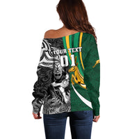 Custom New Zealand and South Africa Rugby Off Shoulder Sweater Silver Fern Protea Pattern World Cup 2023 LT01 - Polynesian Pride
