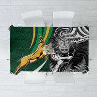 New Zealand and South Africa Rugby Tablecloth Silver Fern Protea Pattern World Cup 2023 LT01 Art - Polynesian Pride