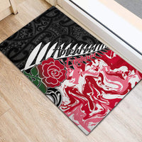 New Zealand and England Rugby Rubber Doormat Silver Fern With Red Rose World Cup 2023 LT01 - Polynesian Pride