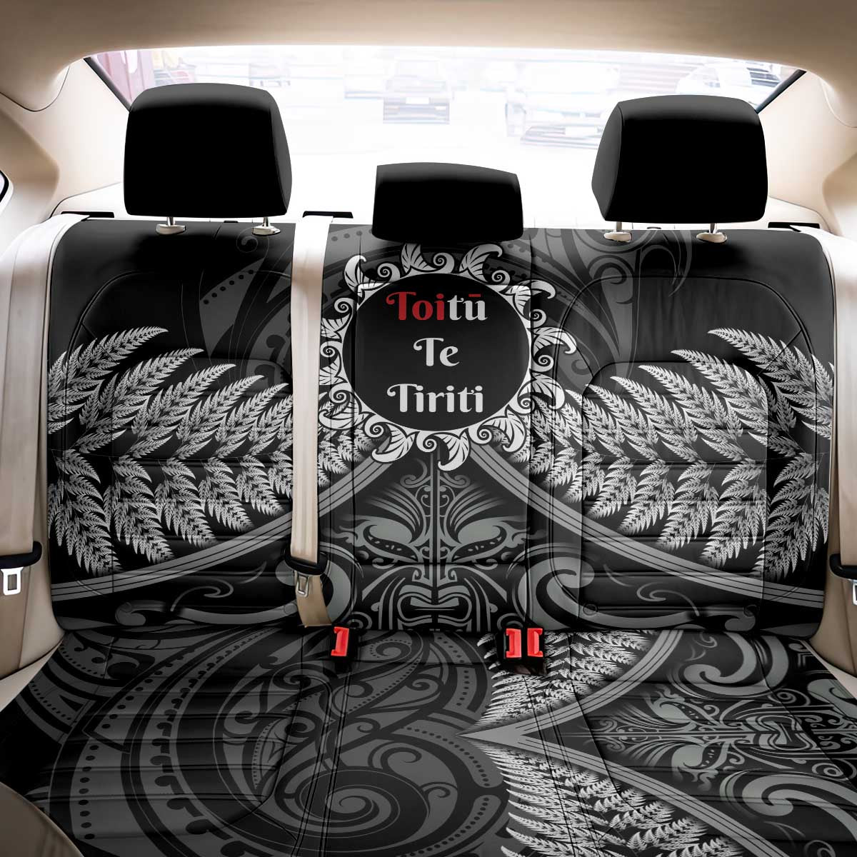 Toitu Te Tiriti Aotearoa Silver Fern Back Car Seat Cover New Zealand Maori Pattern LT01 - Polynesian Pride