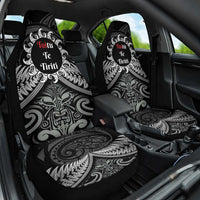 Toitu Te Tiriti Aotearoa Silver Fern Car Seat Cover New Zealand Maori Pattern LT01 One Size Black - Polynesian Pride