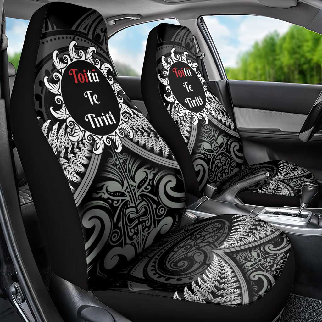 Toitu Te Tiriti Aotearoa Silver Fern Car Seat Cover New Zealand Maori Pattern LT01 - Polynesian Pride