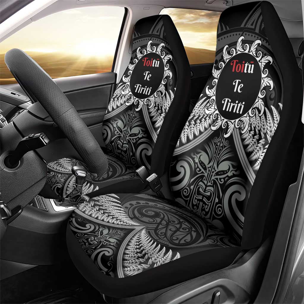 Toitu Te Tiriti Aotearoa Silver Fern Car Seat Cover New Zealand Maori Pattern LT01 - Polynesian Pride