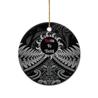 Toitu Te Tiriti Aotearoa Silver Fern Ceramic Ornament Maori Pattern