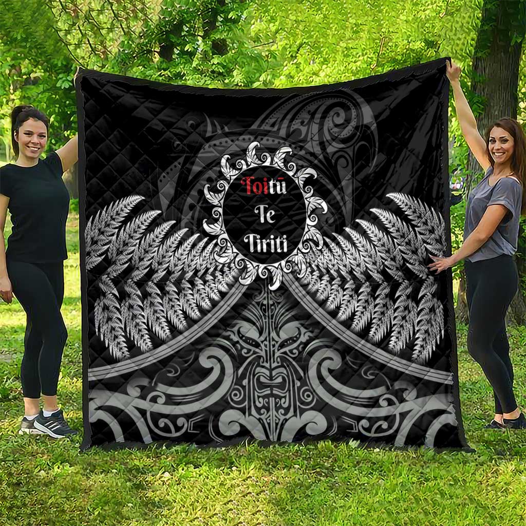 Toitu Te Tiriti Aotearoa Silver Fern Quilt New Zealand Maori Pattern LT01 - Polynesian Pride