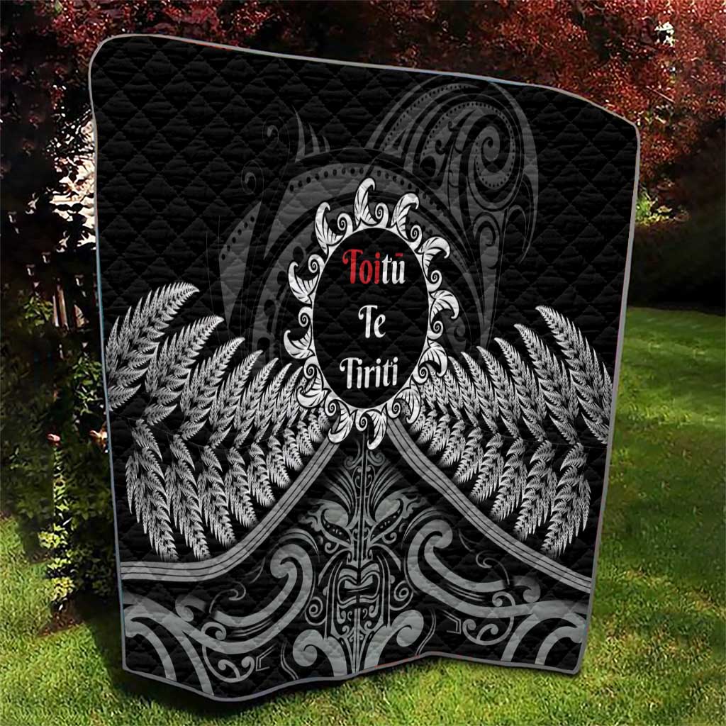 Toitu Te Tiriti Aotearoa Silver Fern Quilt New Zealand Maori Pattern LT01 - Polynesian Pride