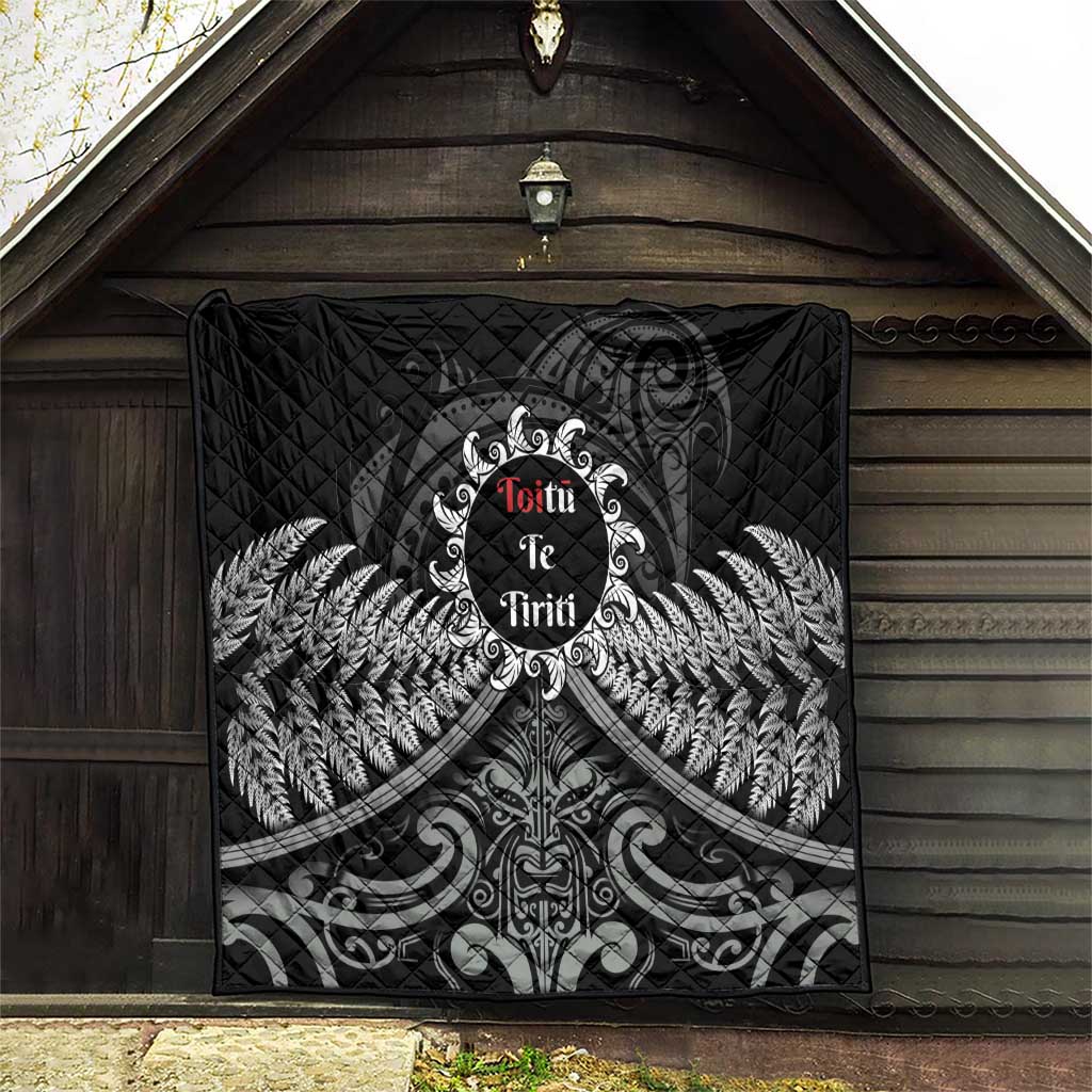 Toitu Te Tiriti Aotearoa Silver Fern Quilt New Zealand Maori Pattern LT01 - Polynesian Pride