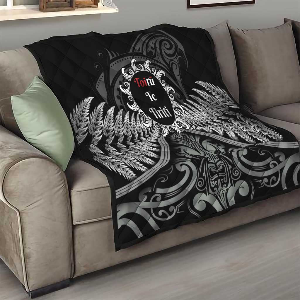 Toitu Te Tiriti Aotearoa Silver Fern Quilt New Zealand Maori Pattern LT01 - Polynesian Pride