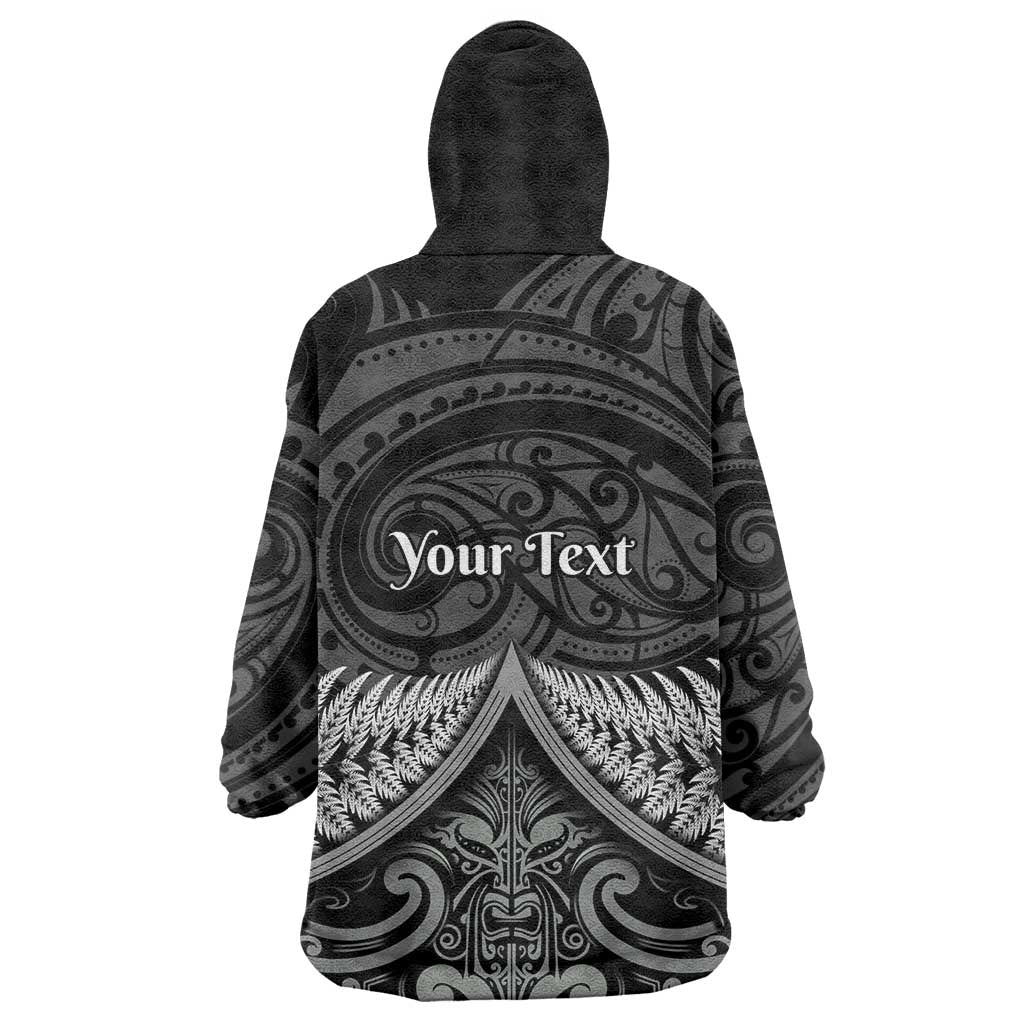 Personalised Toitu Te Tiriti Aotearoa Silver Fern Wearable Blanket Hoodie New Zealand Maori Pattern
