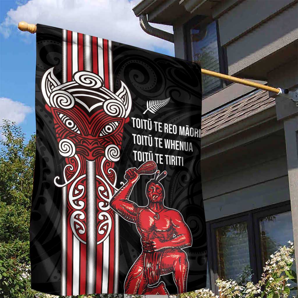 Toitu Te Reo Maori Toitu Te Whenua Toitu Te Tiriti Garden Flag Maori Warrior New Zealand