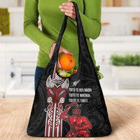 Toitu Te Reo Maori Toitu Te Whenua Toitu Te Tiriti Grocery Bag Maori Warrior New Zealand