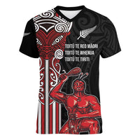 Toitu Te Reo Maori Toitu Te Whenua Toitu Te Tiriti Women V-Neck T-Shirt Maori Warrior New Zealand LT01 Female Black - Polynesian Pride