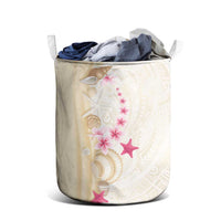 Beige Frangipani Sea Shell Laundry Basket Starfish Polynesian Pattern - Polynesian Pride