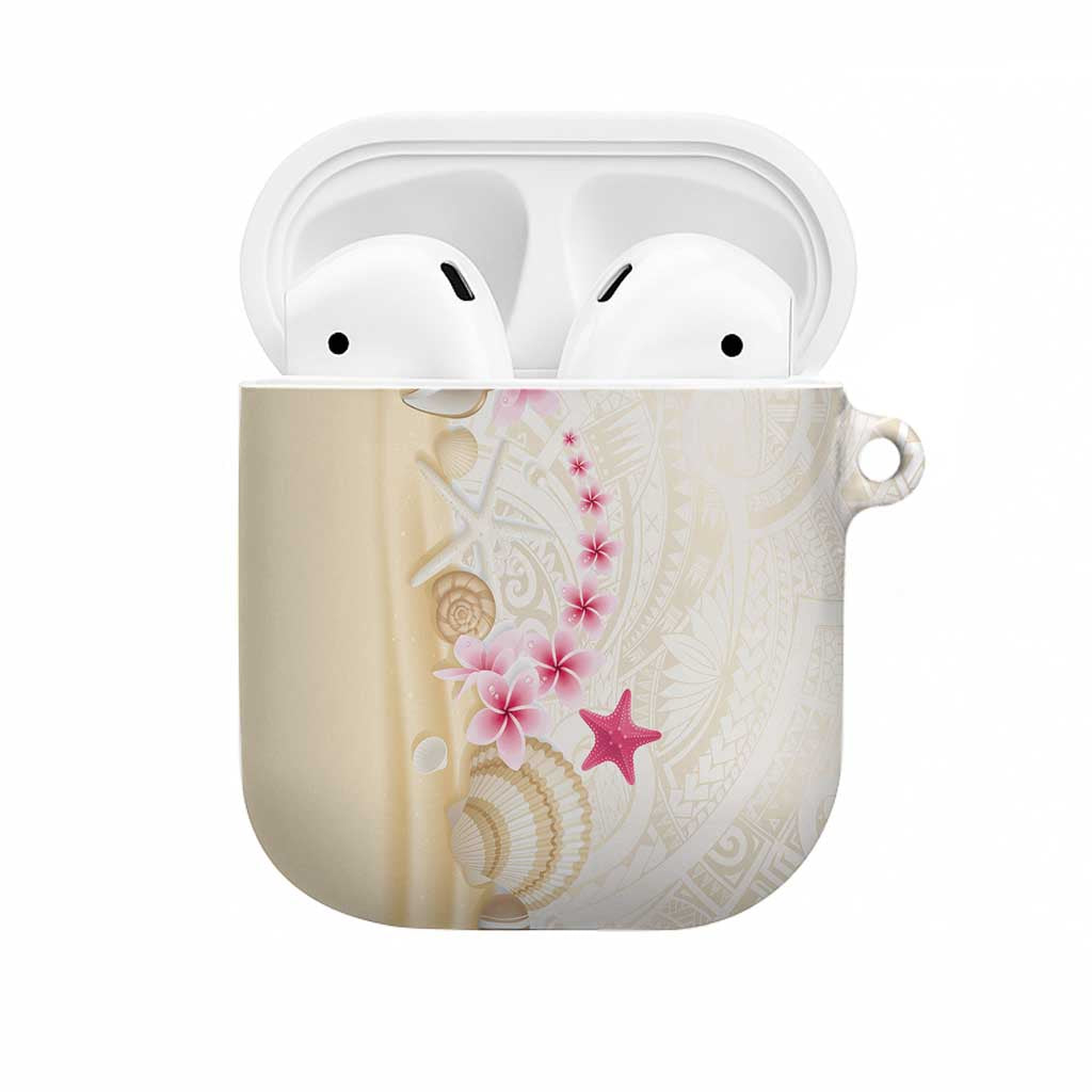 Beige Frangipani Sea Shell AirPods Case Starfish Polynesian Pattern - Polynesian Pride