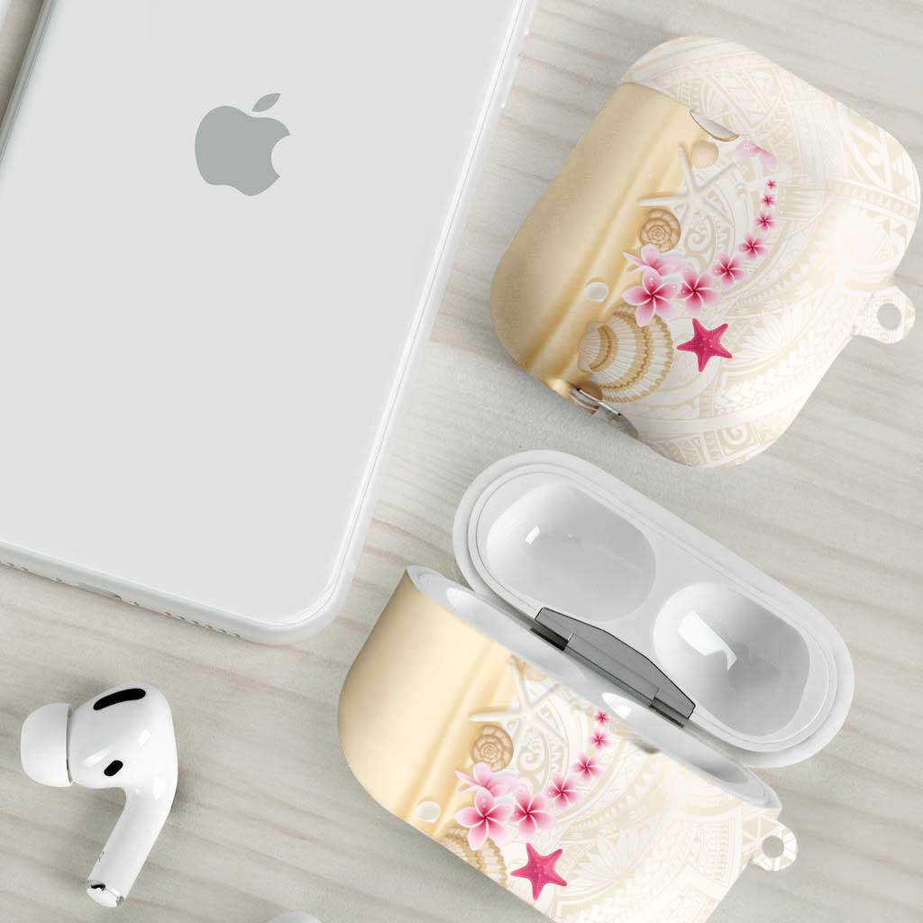 Beige Frangipani Sea Shell AirPods Case Starfish Polynesian Pattern - Polynesian Pride