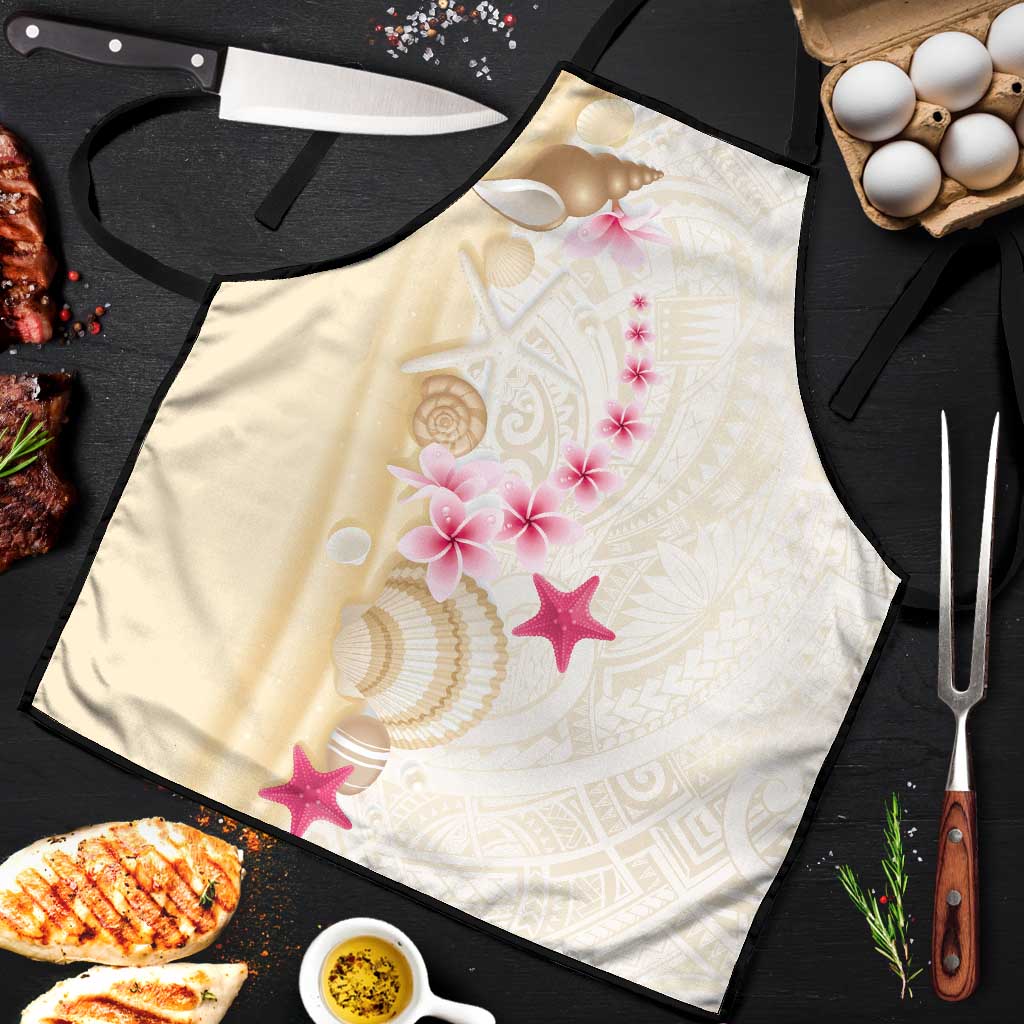 Beige Frangipani Sea Shell Apron Starfish Polynesian Pattern - Polynesian Pride