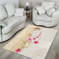 Beige Frangipani Sea Shell Area Rug Starfish Polynesian Pattern - Polynesian Pride