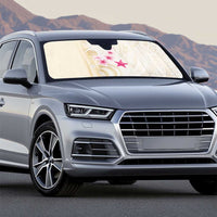 Beige Frangipani Sea Shell Auto Sun Shade Starfish Polynesian Pattern - Polynesian Pride