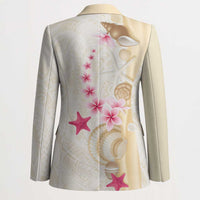 Beige Frangipani Sea Shell Blazer Starfish Polynesian Pattern - Polynesian Pride