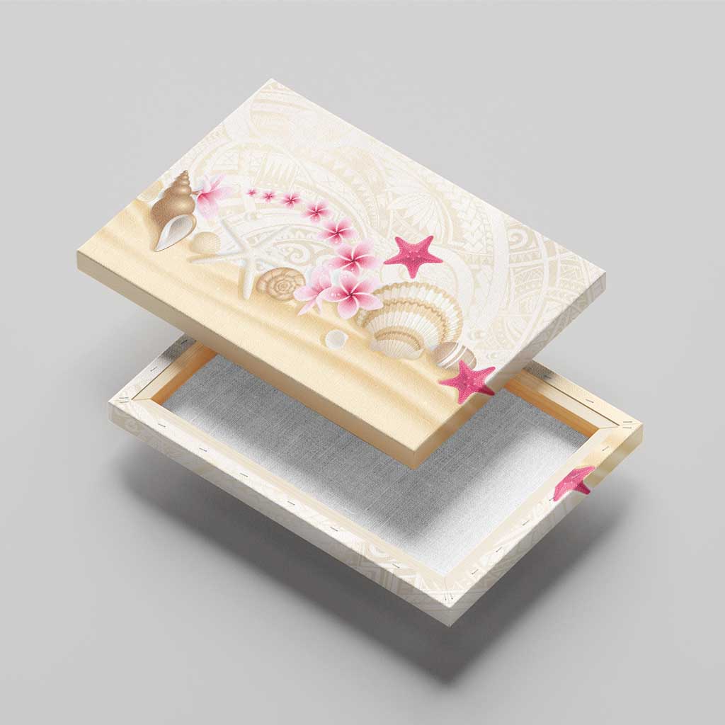 Beige Frangipani Sea Shell Canvas Wall Art Starfish Polynesian Pattern - Polynesian Pride