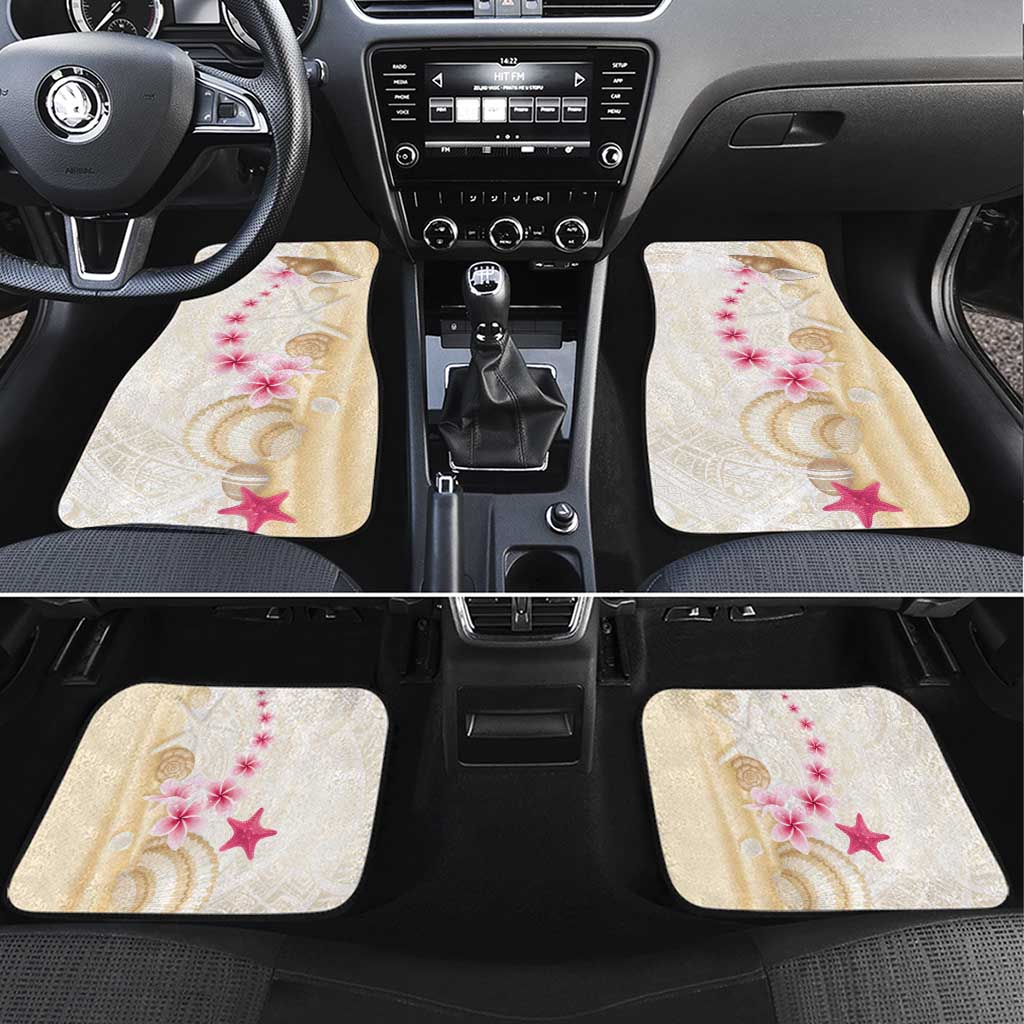 Beige Frangipani Sea Shell Car Mats Starfish Polynesian Pattern - Polynesian Pride