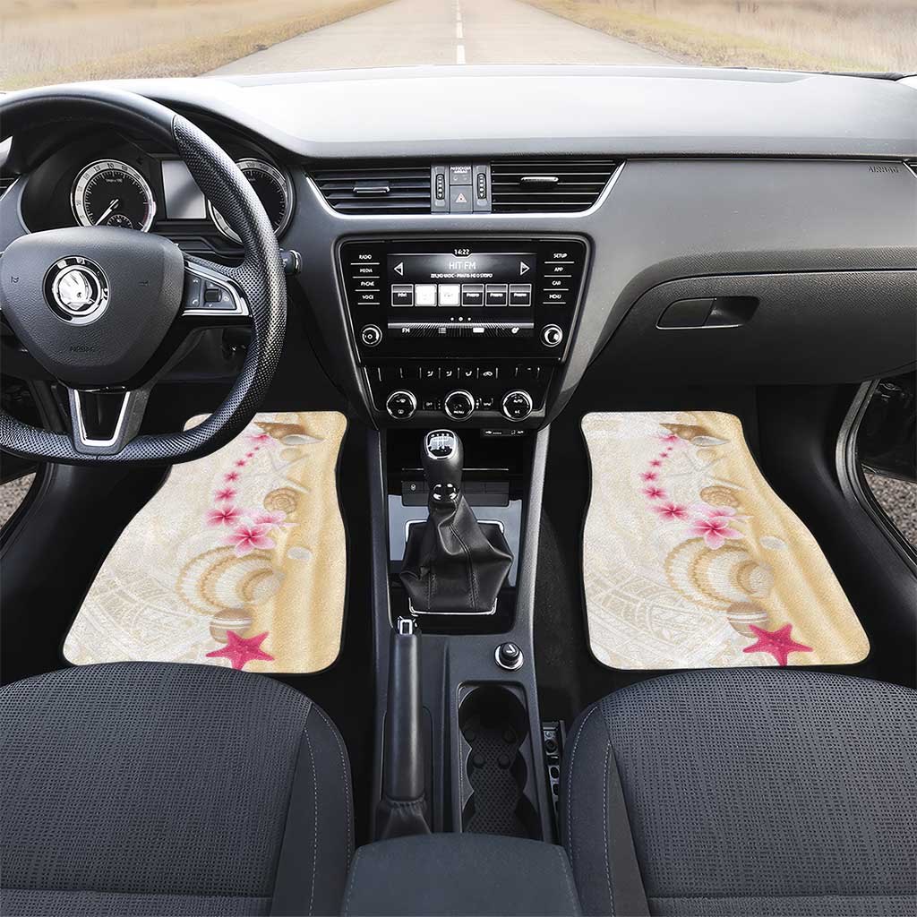 Beige Frangipani Sea Shell Car Mats Starfish Polynesian Pattern - Polynesian Pride