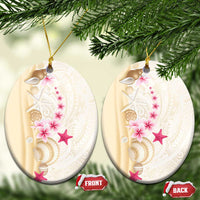 Beige Frangipani Sea Shell Ceramic Ornament Starfish Polynesian Pattern - Polynesian Pride