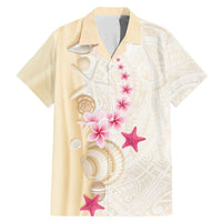 Beige Frangipani Sea Shell Family Matching Mermaid Dress and Hawaiian Shirt Starfish Polynesian Pattern - Polynesian Pride